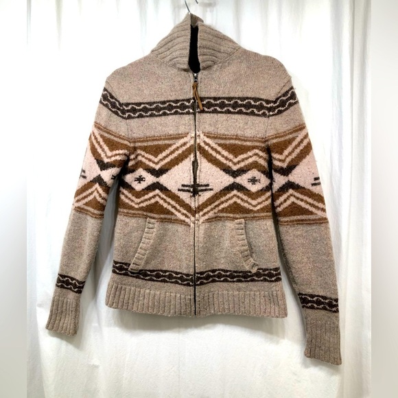 Lucky Brand Wool Blend Full Zip Southwestern Sweater Jacket Small - Picture 4 of 16